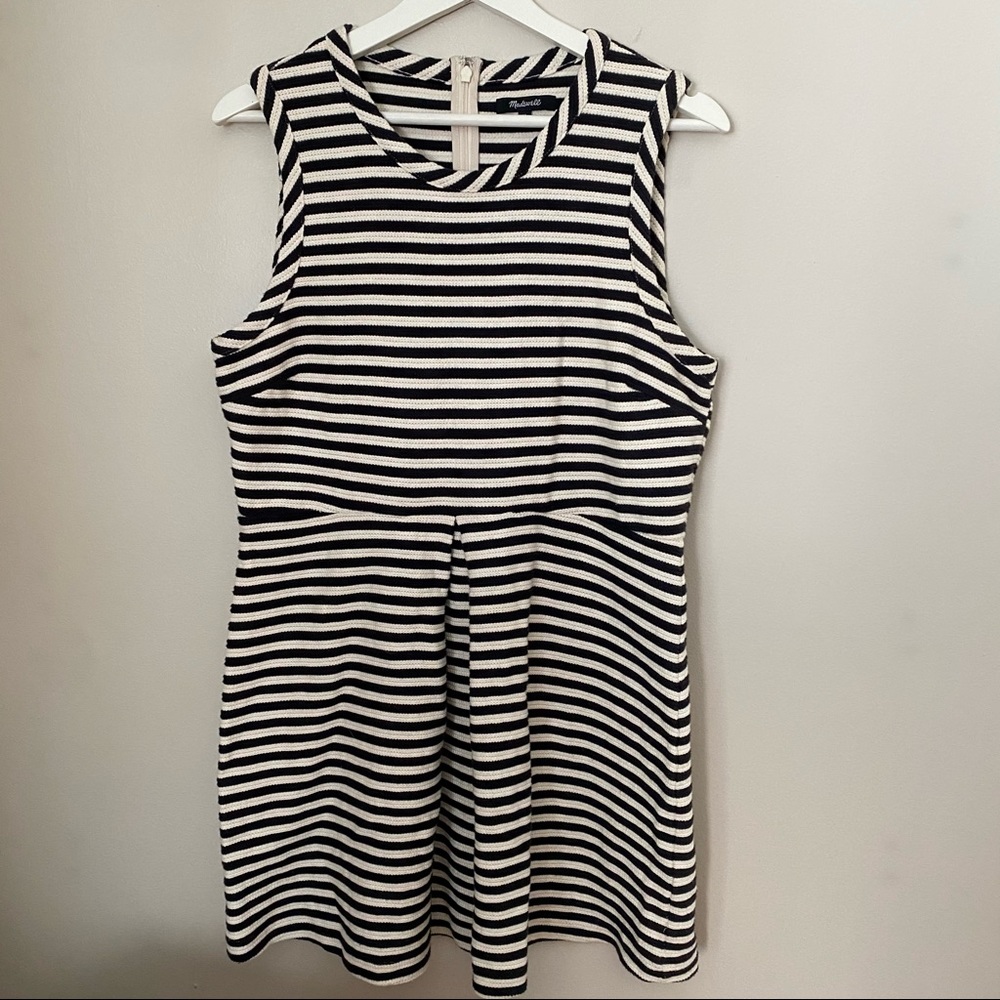 Madewell Dress Striped Black White Skater Neutral